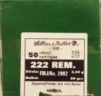Büchsenpatrone Sellier &  Bellot .222 Rem. 50er Pack. (EWB)
